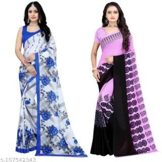 Leelavati Printed Saree Blouse Combo