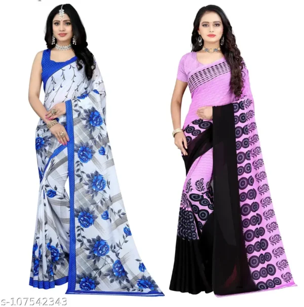 Leelavati Printed Saree Blouse Combo