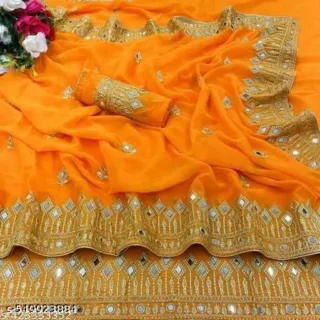 Embroidered Mirror Saree: Shimmering Elegance
