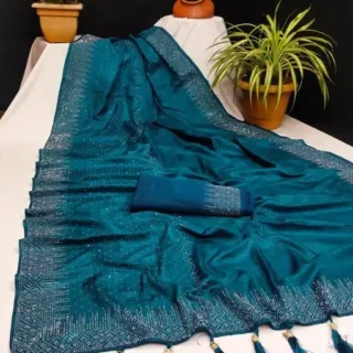 Dola Silk Saree: Swarovski Diamond Party Wear