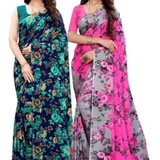 Floral Georgette Saree Blouse Set (Women's)