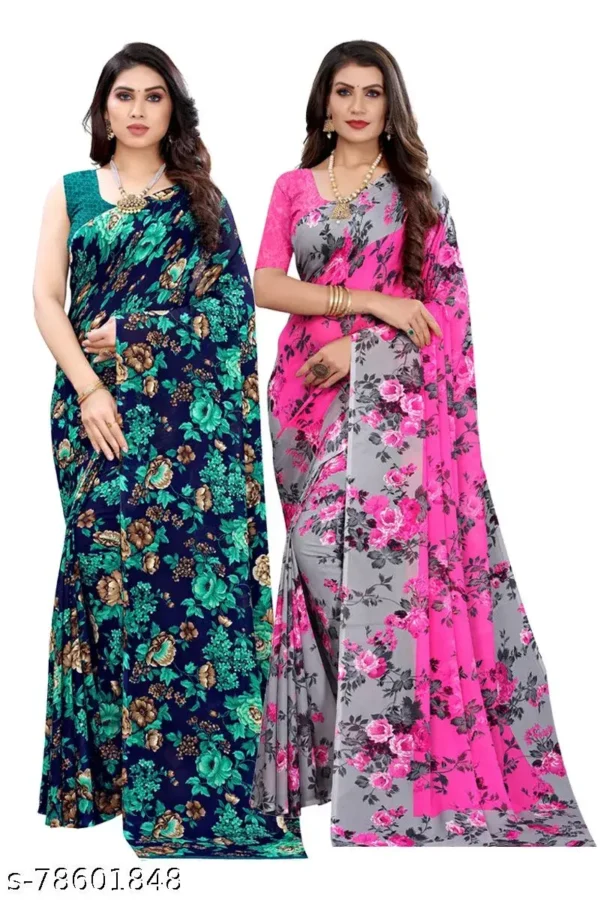Floral Georgette Saree Blouse Set (Women's)