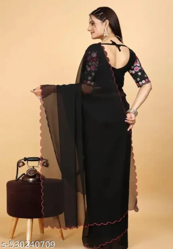 Floral Embroidered Saree with Blouse Piece