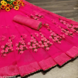 dtgp5_1024.webp Rityanusaar: Floral Embroidered Art Silk Saree