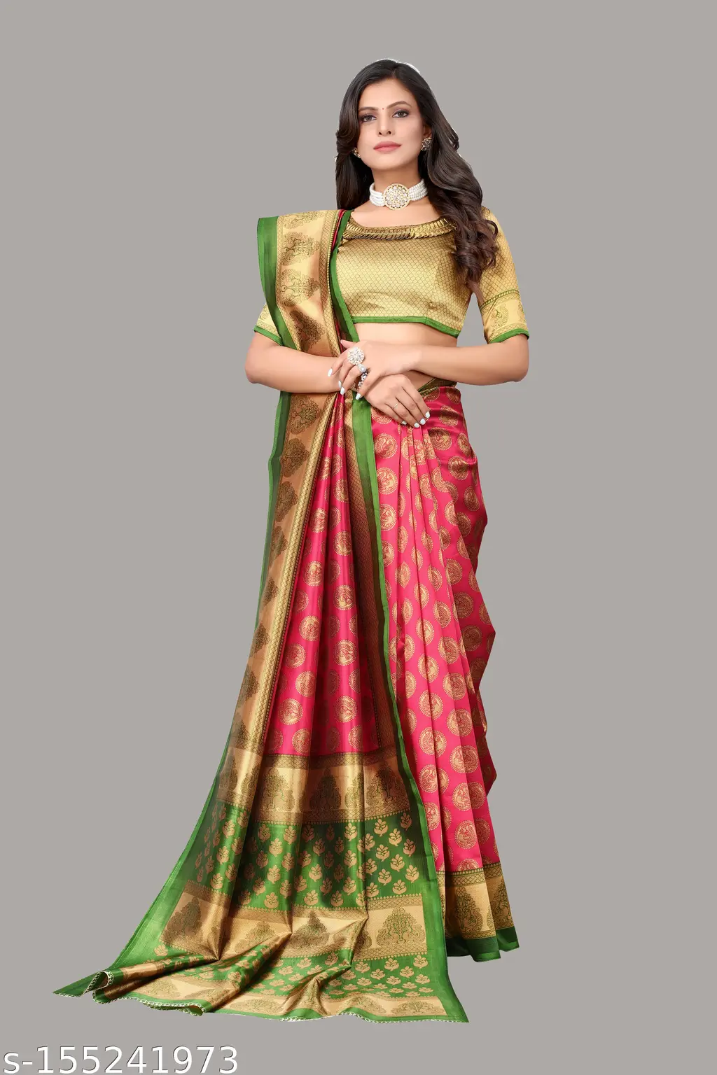Kalamkari Art Silk Saree Blouse Piece - Image 3