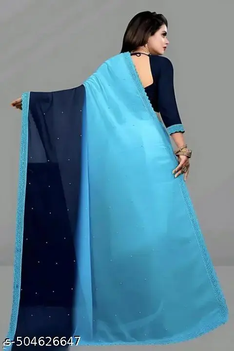 Firozi Georgette Embroidered Saree: Elegant Drape - Image 3