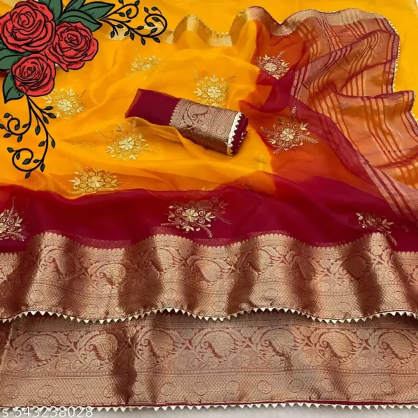 dyx0o_1024.webp Leheriya Organza Saree with Art Silk Blouse
