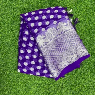 Silver Stone Saree Jallar  Blue & Silver