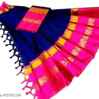 Hathi Cotton Silk Saree: Elegant Elephant Drape