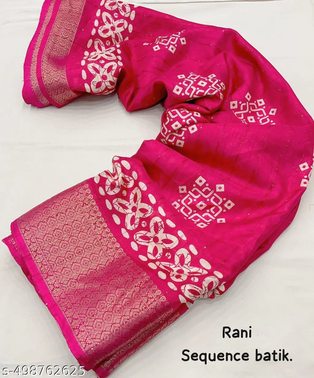 Pink Batik Sequence Saree - Image 4