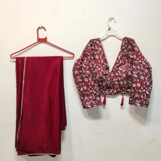 Trendy Lace Saree & Stitched Blouse