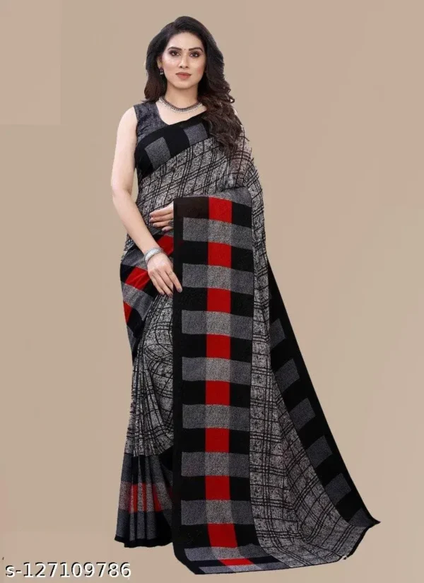 Kanooda Georgette Multicolor Belt Saree Blouse