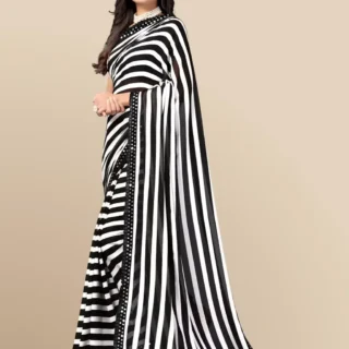 eszba_1024.webp Zebra Print Georgette Saree with Lace