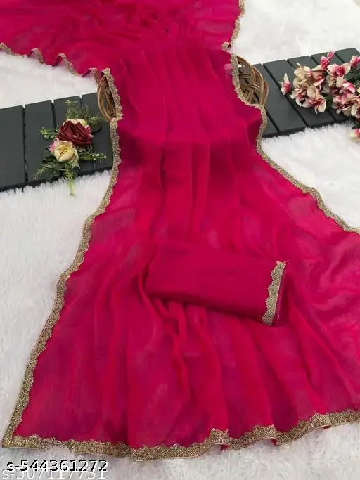 Chiffon Lace Border Designer Saree - Image 2