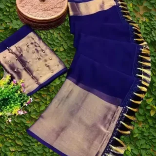 Diamond Blouse with Plain Chiffon Saree