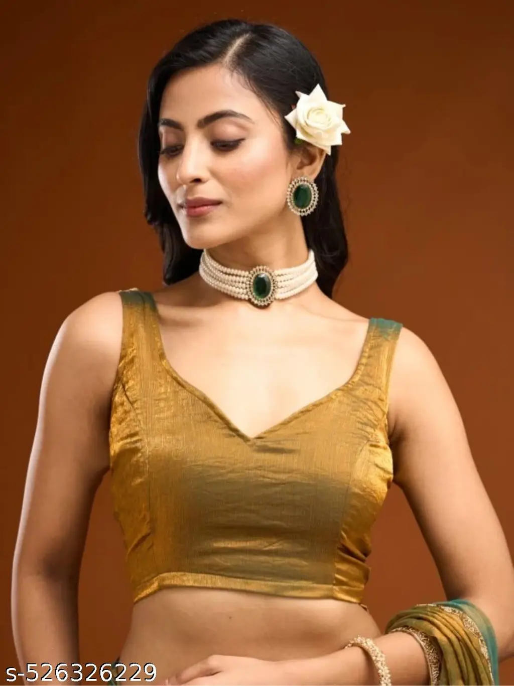 Yellow Beaded Bollywood Silk Saree - Image 3