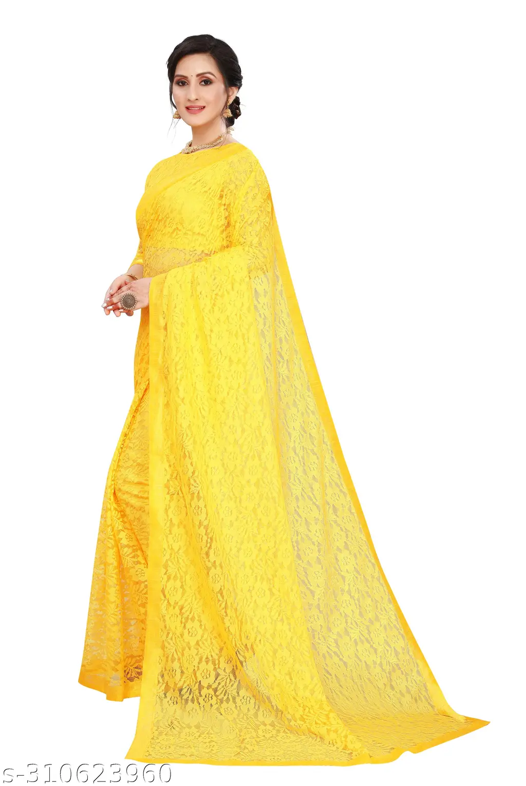 Polly Silk Net Sari: Ethereal Drape. - Image 2