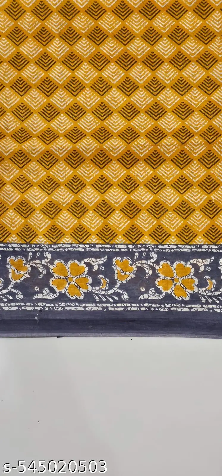 Jaipuri Hand Block Printed Cotton Saree - Image 2