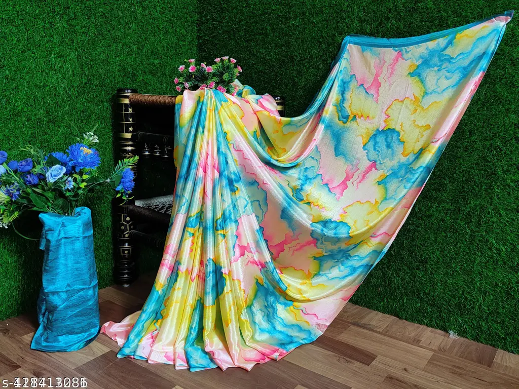 Elegant Silk Printed Saree - Image 3