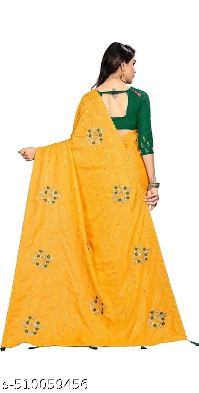 Golden Chiffon Saree: Elegant Drape - Image 2