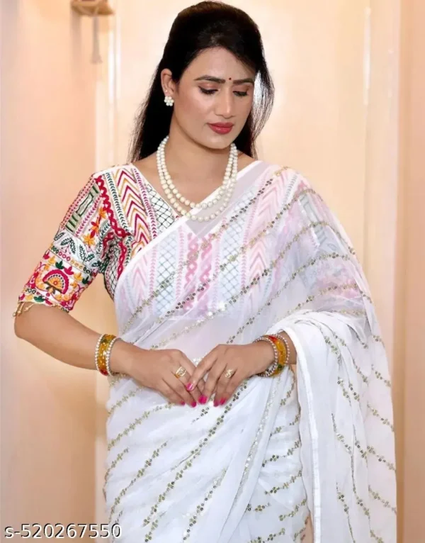 Solitiq Bollywood Embroidered Georgette Saree Set