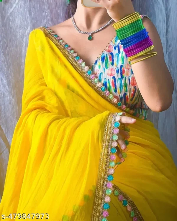 Yellow Georgette Saree: Party & Festive