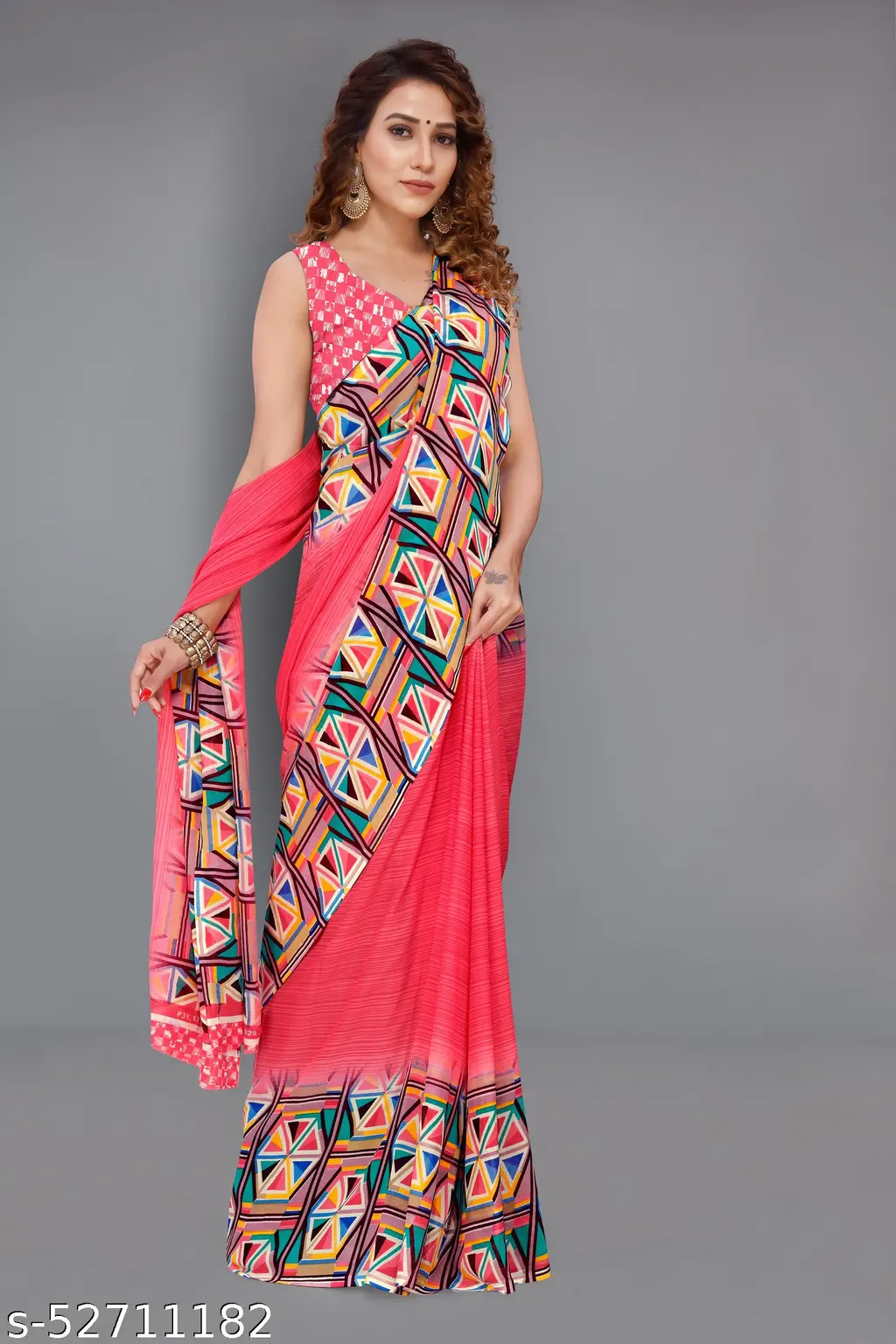 Printed Georgette Saree Blouse Piece - Image 3