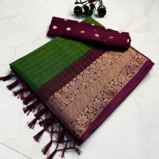 Dola Silk Saree: Zari Floral Border