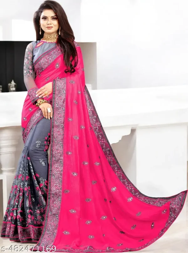 Embroidered Georgette Bollywood Saree  Hdify