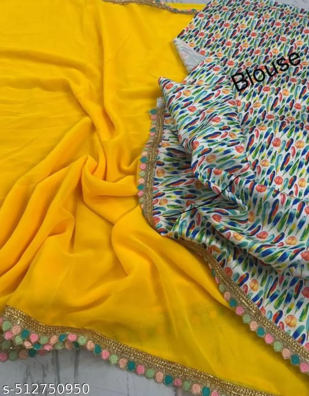 Designer Georgette Saree: Multicolor Lace - Image 4