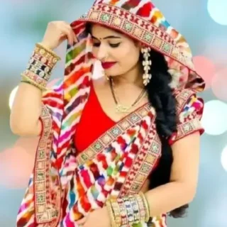 fkxwx_1024.webp Maharani White Lehriya Saree & Lace Blouse