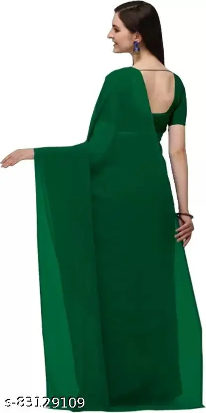 Emerald Green: Solid Saree Elegance - Image 4