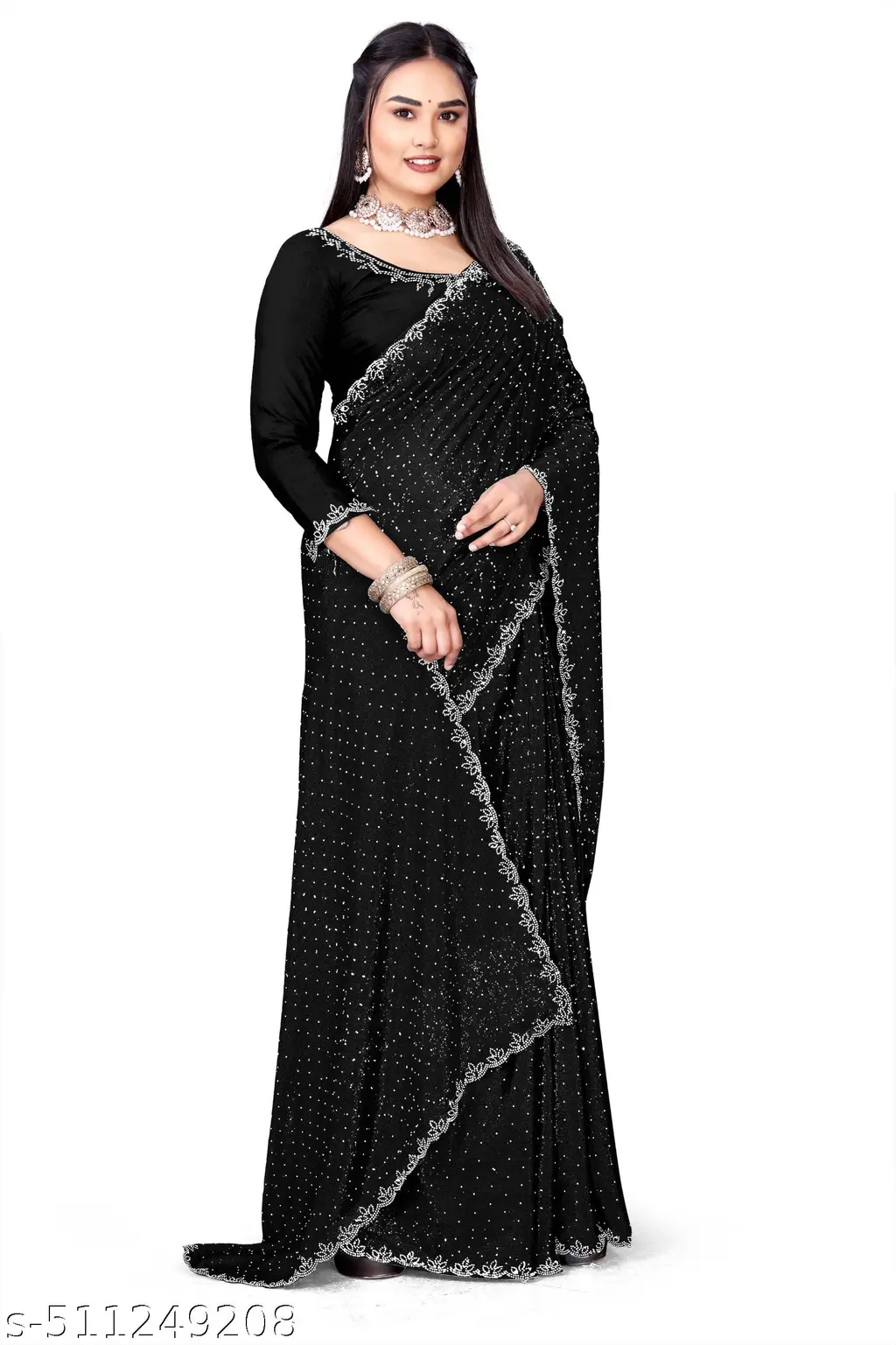 Black Silk Saree: Embellished Work of Art - Image 2
