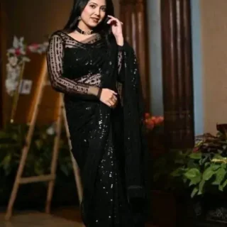 Sequin Net Saree Blouse: Bollywood Glam