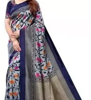 Grey Art Silk Saree Blouse