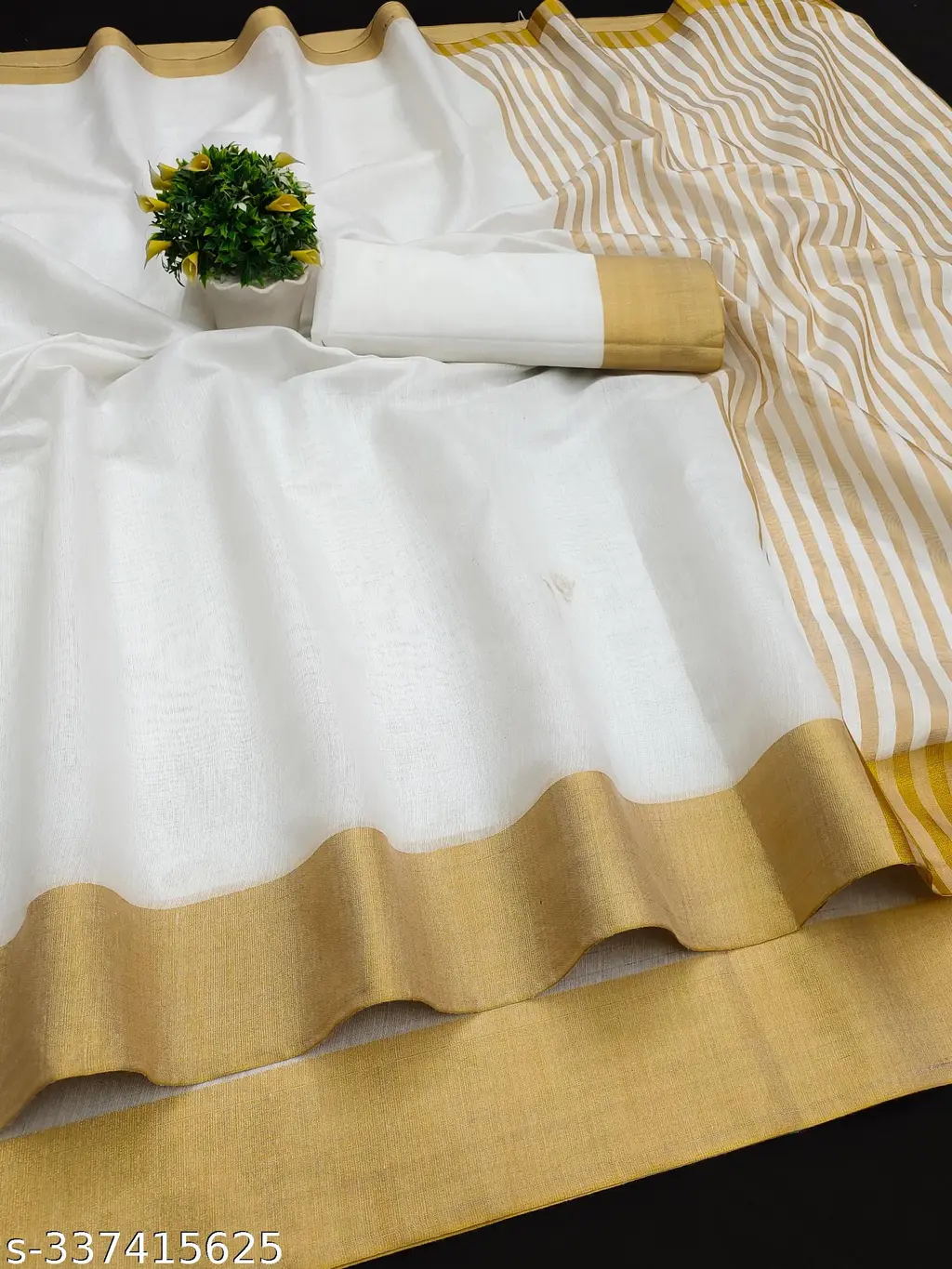 Kerala Kasavu Saree: Gold Tissue Onam - Image 3