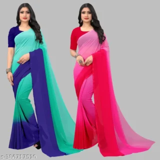 Anand Ombre Striped Bollywood Saree Set