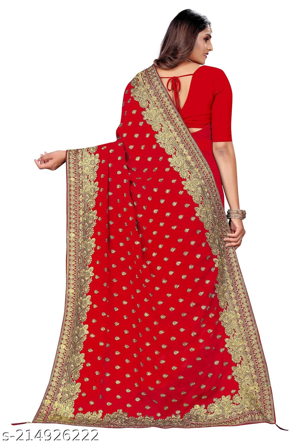 Bollywood Embroidered Art Silk Saree - Image 4