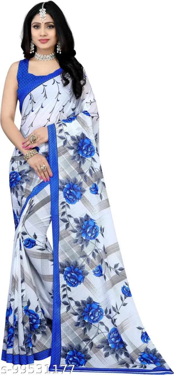 geohj_1024.webp Leelavati: Blue & White Georgette Daily Saree