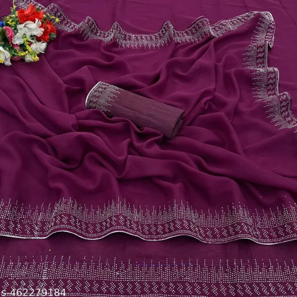 Hot Fix Georgette Saree  Partywear