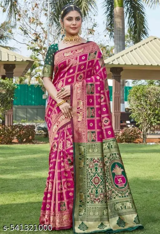 Pink Kanjivaram Cotton Saree & Blouse - Image 2