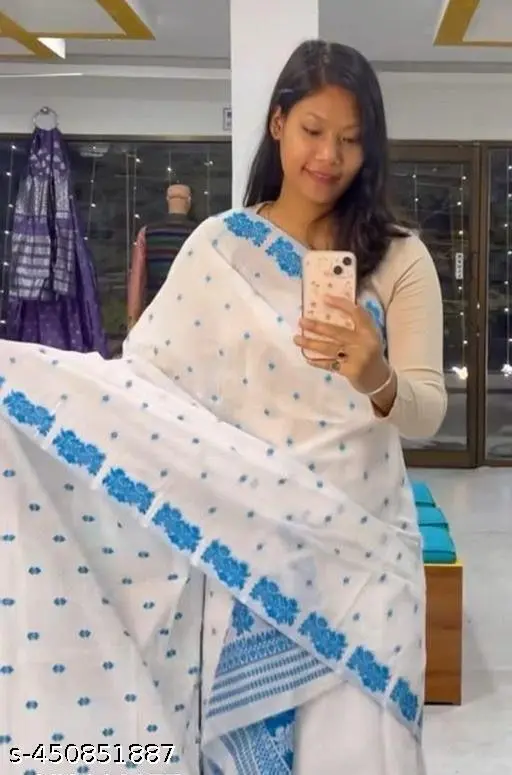 Authentic Assam Cotton Mekhela Sador Set - Image 2