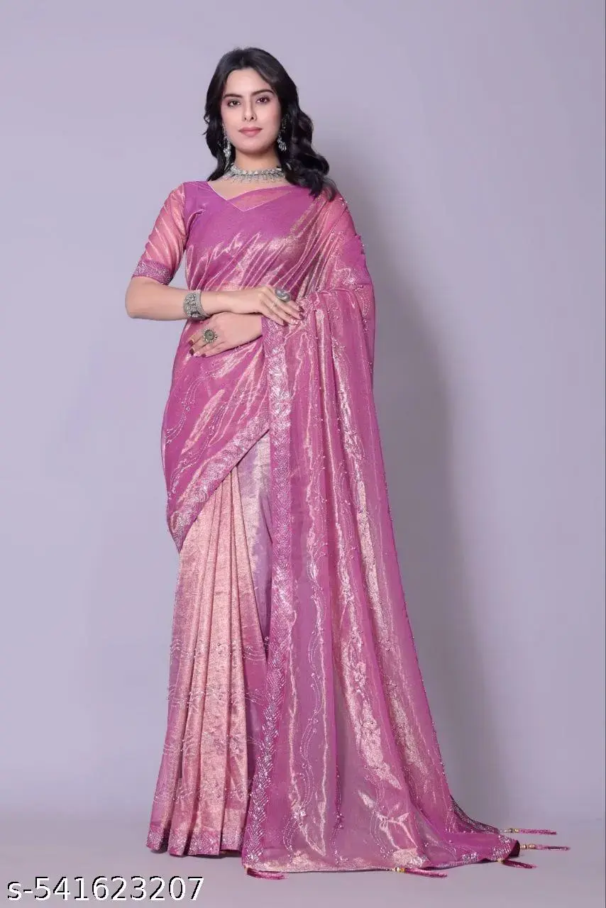 Swarovski Organza Saree: Lightweight Party Glamour - Image 3