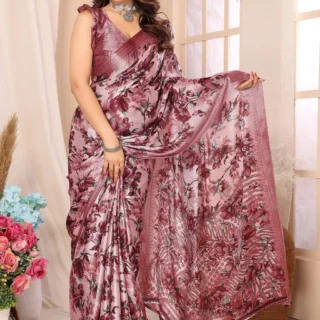 Bollywood Floral Brasso Chiffon Saree