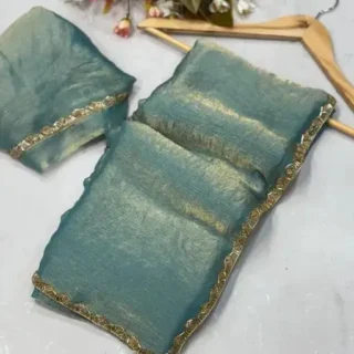 Elegant TwoTone Chiffon Lace Saree