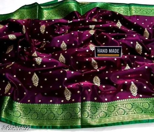 Banarasi Satin Silk Saree: Elegant Drape - Image 2