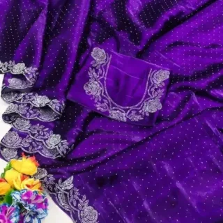 Purple Dimod Silk Saree Blouse Piece