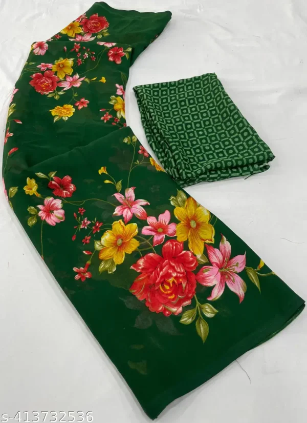 heoxu_1024.webp Dark Green Georgette Saree: Dori Sarees