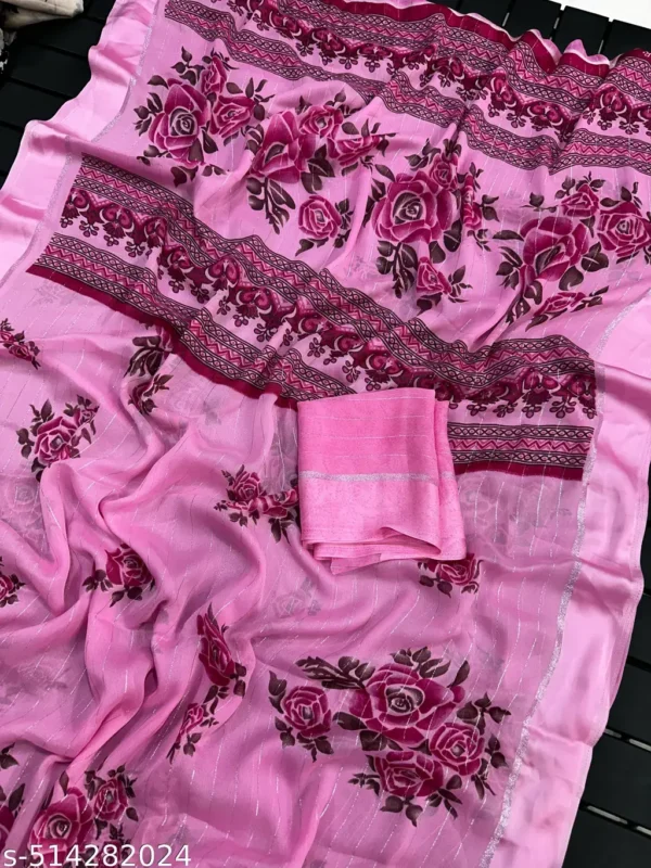 Striped Zari Georgette Saree with Blouse