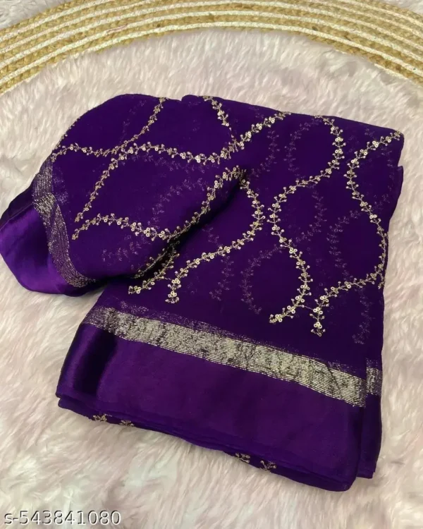 hkzxl_1024.webp Embroidered Georgette Viscose Saree with Blouse